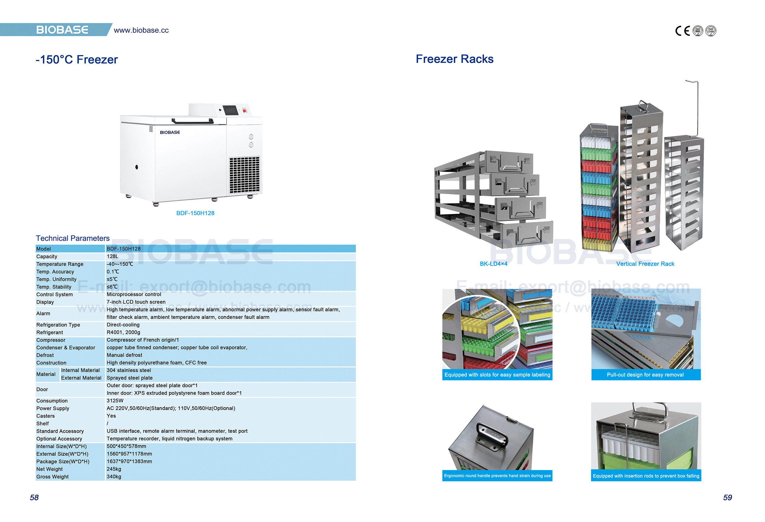 58-59 -150°C Freezer & Freezer Racks
